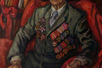 Василий Дмитриевич Пуляев – участник штурма Берлина. 1985. Холст, масло. 118х98. ВОКГ